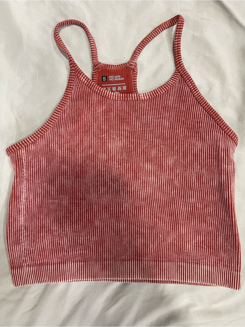 Faded Red Ribbed Women's Crop, Small